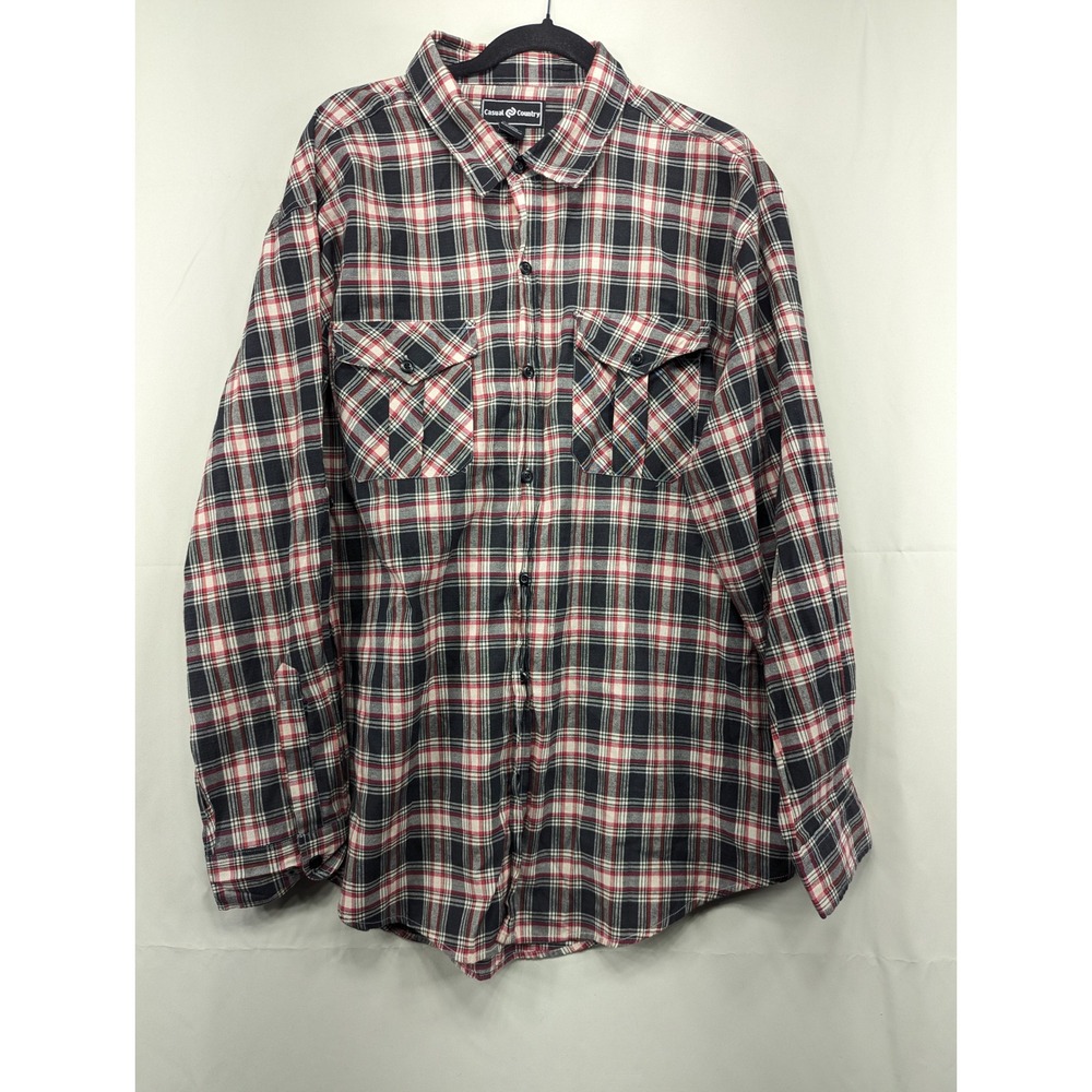 Casual Country Men's Plaid Flannel Long Sleeve Button Up Shirt XXL